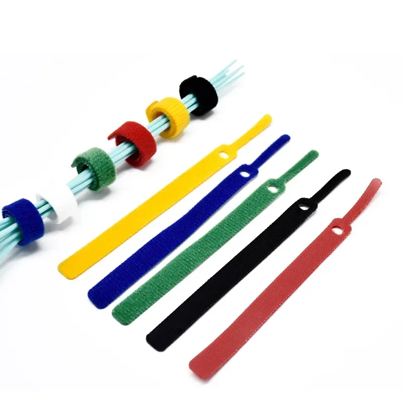 20Pcs Reusable Cable Winder Organizer Ties Hook and Loop Fastener Double-sided Tape Nylon Hook Loop Mouse Cord Cable Ties Strap
