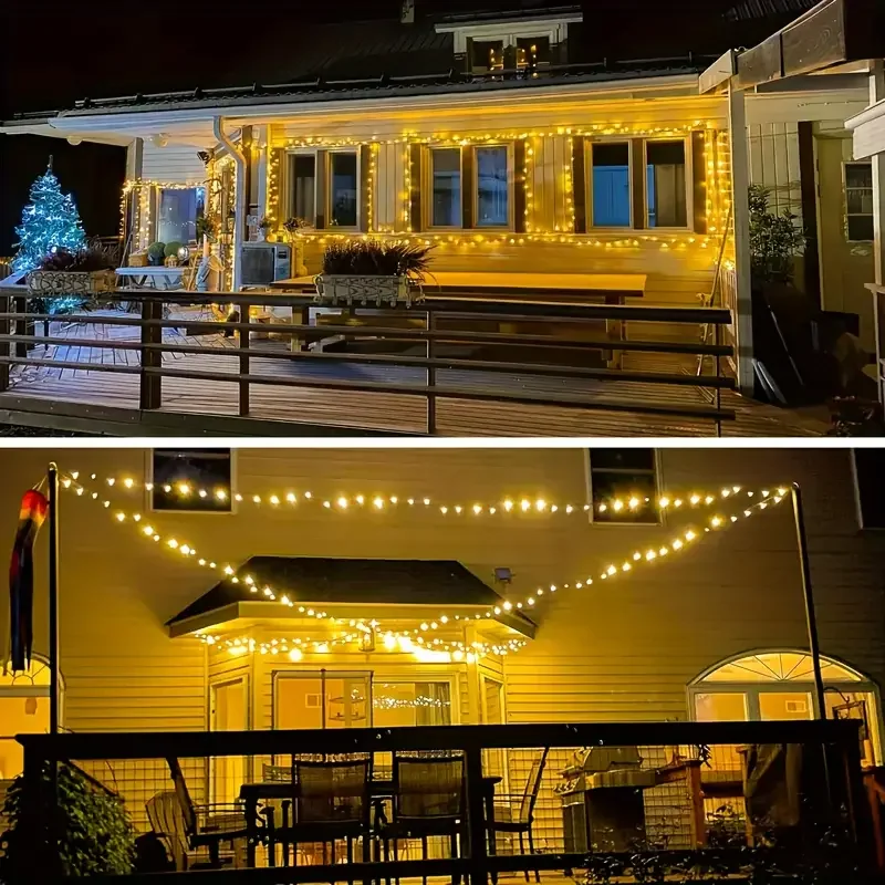 سلسلة أضواء الشمسية في الهواء الطلق أضواء LED الجنية مع 8 طرق تعمل بالطاقة الشمسية مصابيح تعليق للزينة للفناء حديقة حفلة زينة عيد الميلاد #6