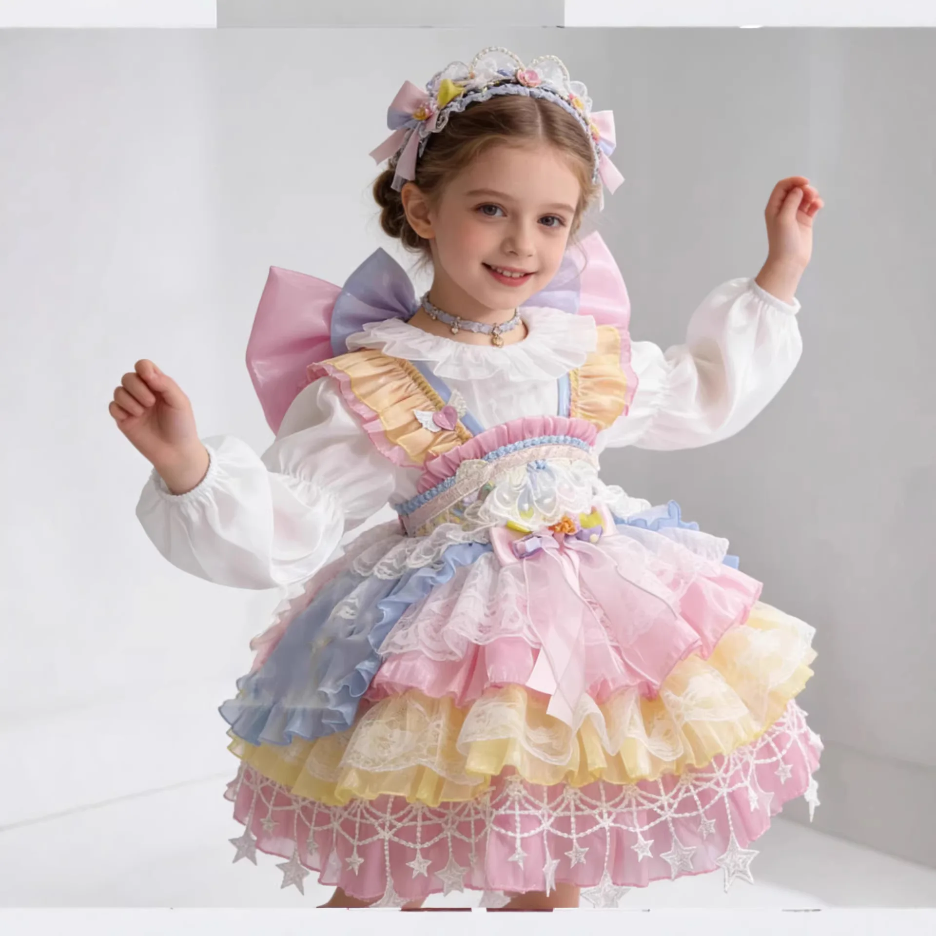 Girls Spring Summer Dress Performance Birthday Princess Children's Elf Gauze Lolita