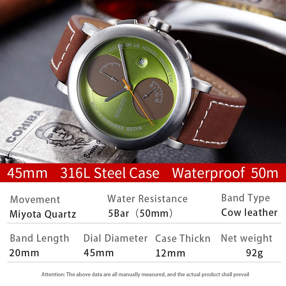 Unique Men Watches 2024 Top Brand Luxury Waterproof Clock Male Casual Quartz Sports Watch Relogio Green Dial Wristwatches