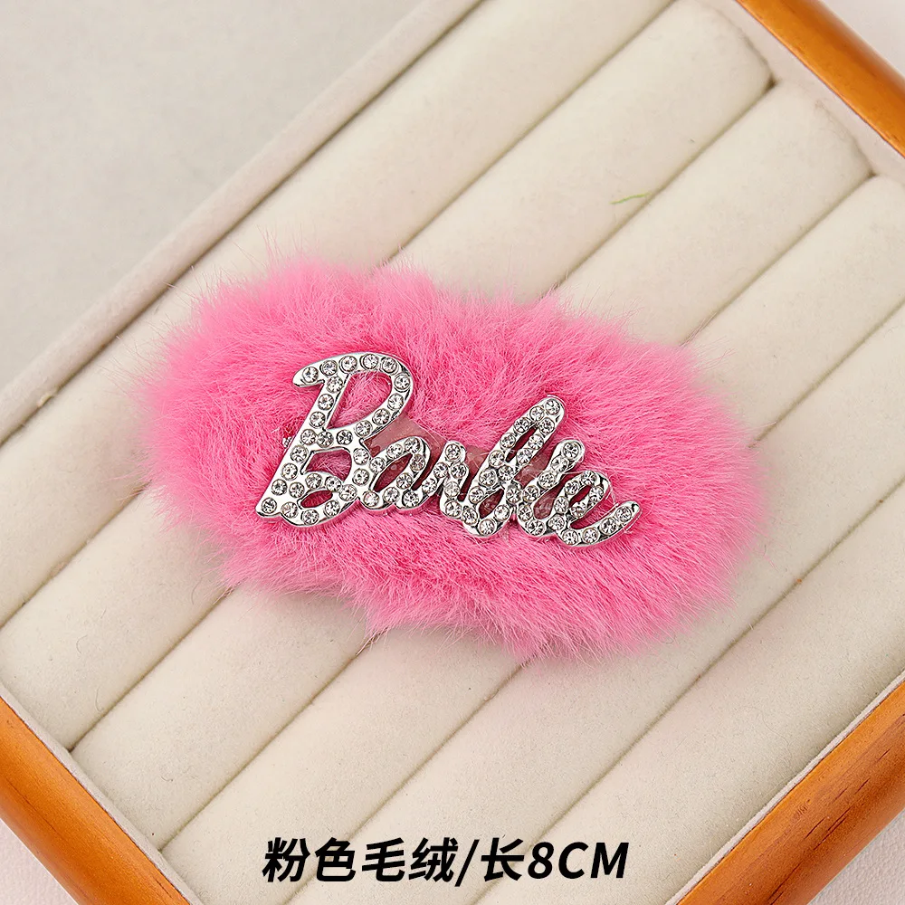 Barbie Hairpin Rose Pink Accessories Y2k Plush BB Clip Hot Girl Bangs Side Clip Seamless Broken Hairpin Hair Accessories Gift