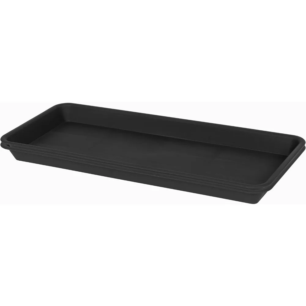 

2-Pack Black Rectangular Plant Tray Saucer, 24 Inch for Indoor/Outdoor Flower Pots, Durable Water Drip Tray