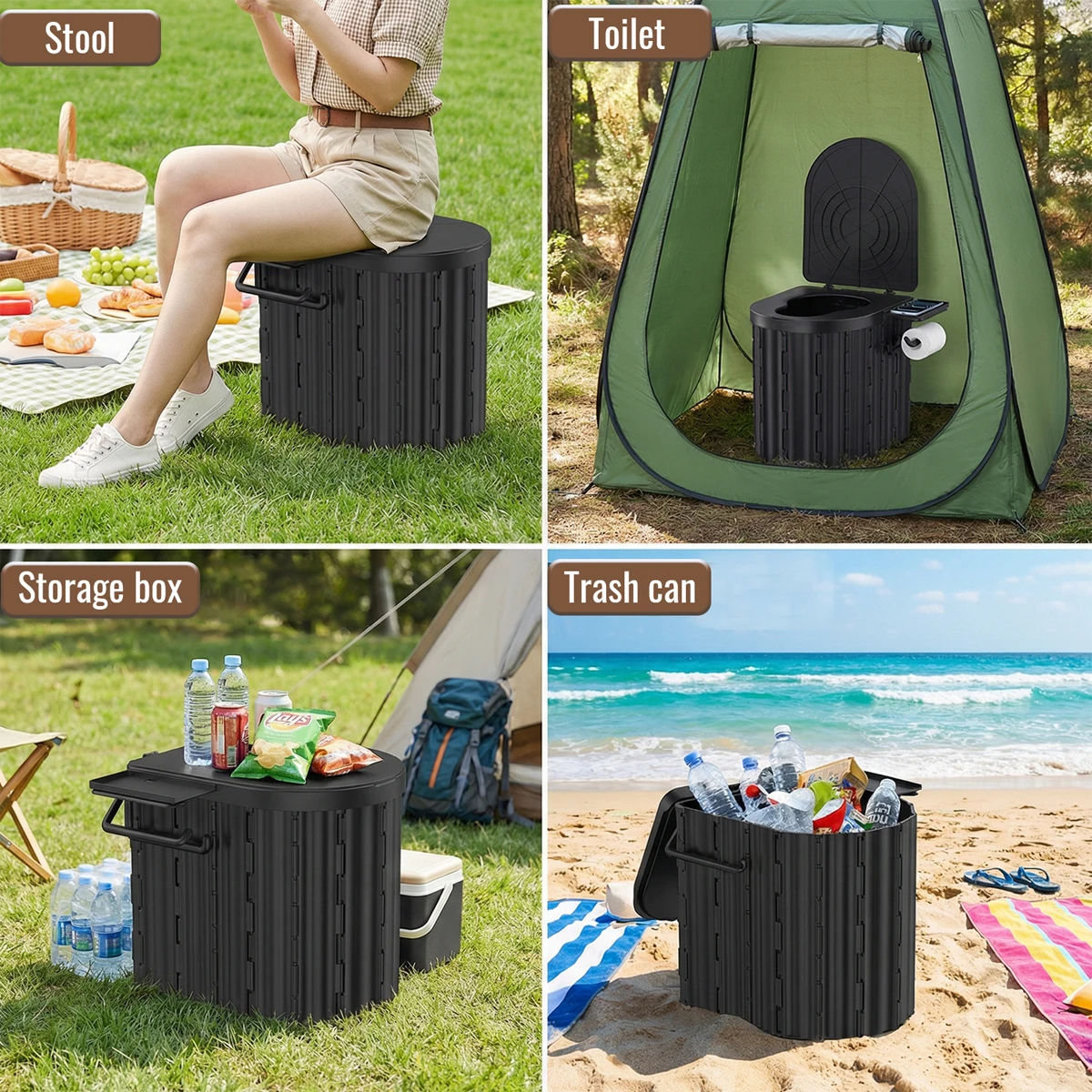 Toilettes portables pliantes avec couvercle pour le camping et les voyages