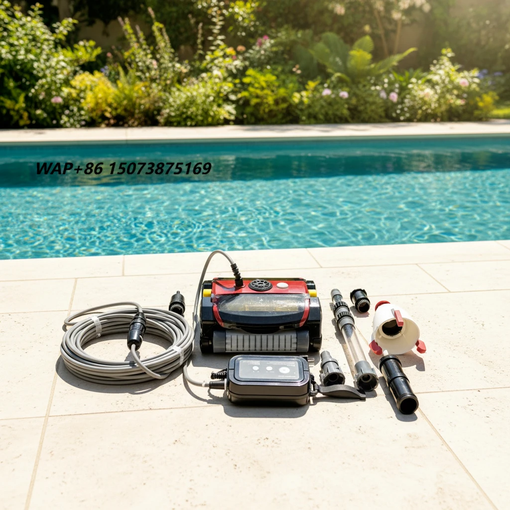 Manufacturer Wired Robotic Pool Cleaner with Strong Suction, Wall Climbing & Waterline Cleaning for Outdoor Swimming Pools