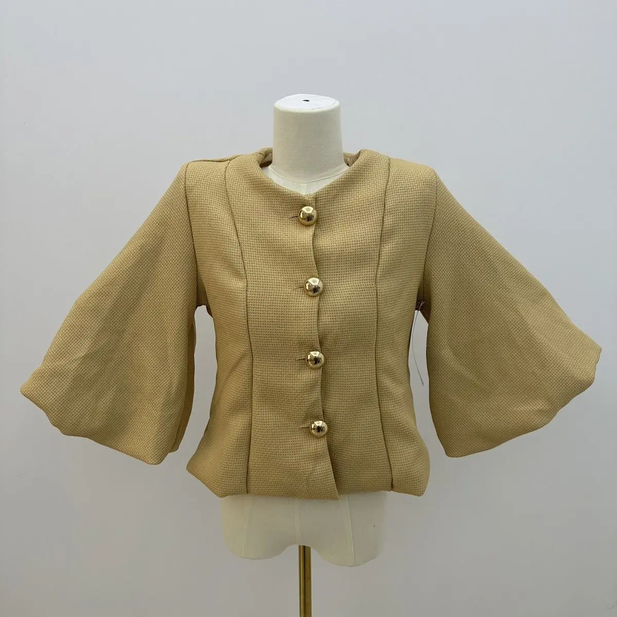 Export Clearance Real Shot Africa Cross-Border 2026 Autumn Winter Coat Temperament Cropped Top Lantern Sleeves