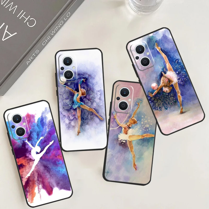 Gymnastics Oil Painting Case For OPPO Reno 10 Pro 8T 4Z 5Z 4 5 6 7 8 Lite OPPO Find X5 X6 Pro X3 Neo X2 Lite Cover