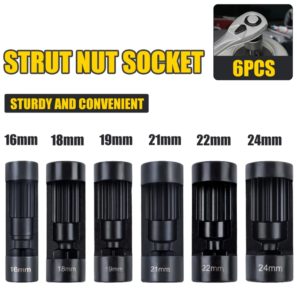 

Набор универсальных ключей-головок для снятия амортизаторов (5/6 шт.), для автомобильных амортизаторов 16-24 мм, инструмент для ремонта автомобилей