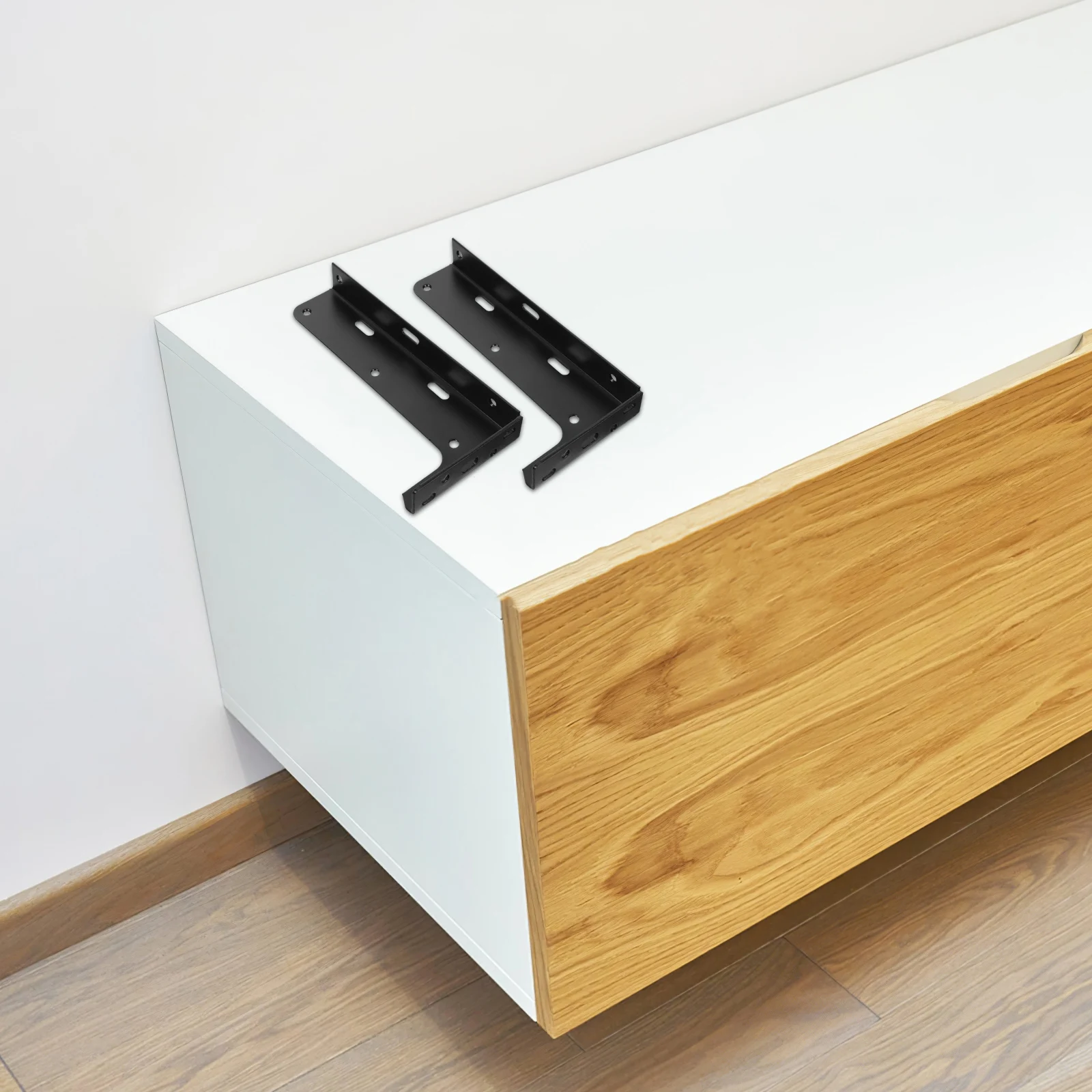 

2pcs Heavy Duty Suspended Cabinet Brackets Corner Supporter Wall Mount Shelf Steel Bathrooms Floating Shelf Holders for Quartz