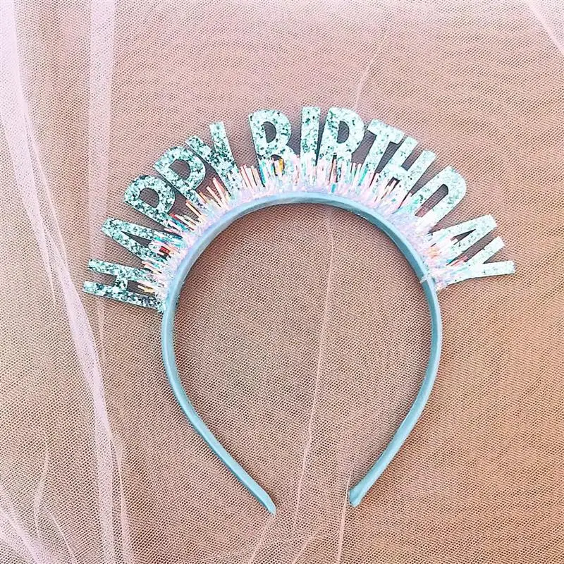 Happy Birthday Hair Band Colorful Laser Sparkling Characters Children\'s Headband Birthday Hat Decoration