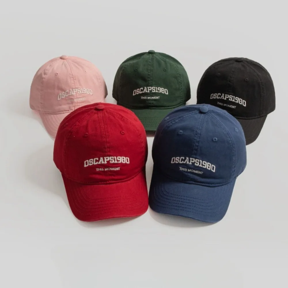 

Simple Adjustable Sunscreen Baseball Cap Cotton Korean Style Letter Embroidered Cap Soft Sunshade Cotton Peaked Hat Outdoors