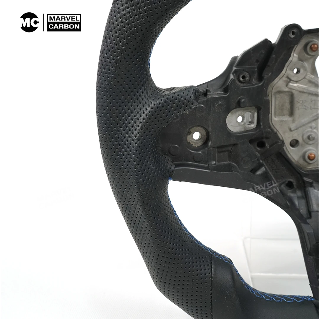 OHC لسيارة BMW G20 عجلة قيادة جلدية مسطحة مخصصة قبضة جلدية مثقوبة بدون وسادة هوائية #4