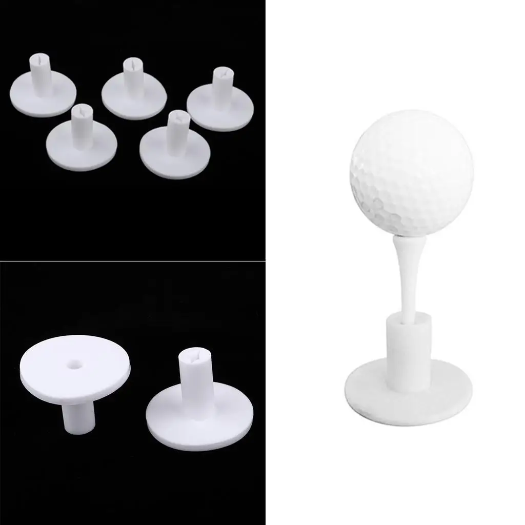 5Pcs/Pack Rubber Golf Tees Holder Golf Tee Driving Range Practice Mat 35mm Durable Golfer Accessories Training Tool - White