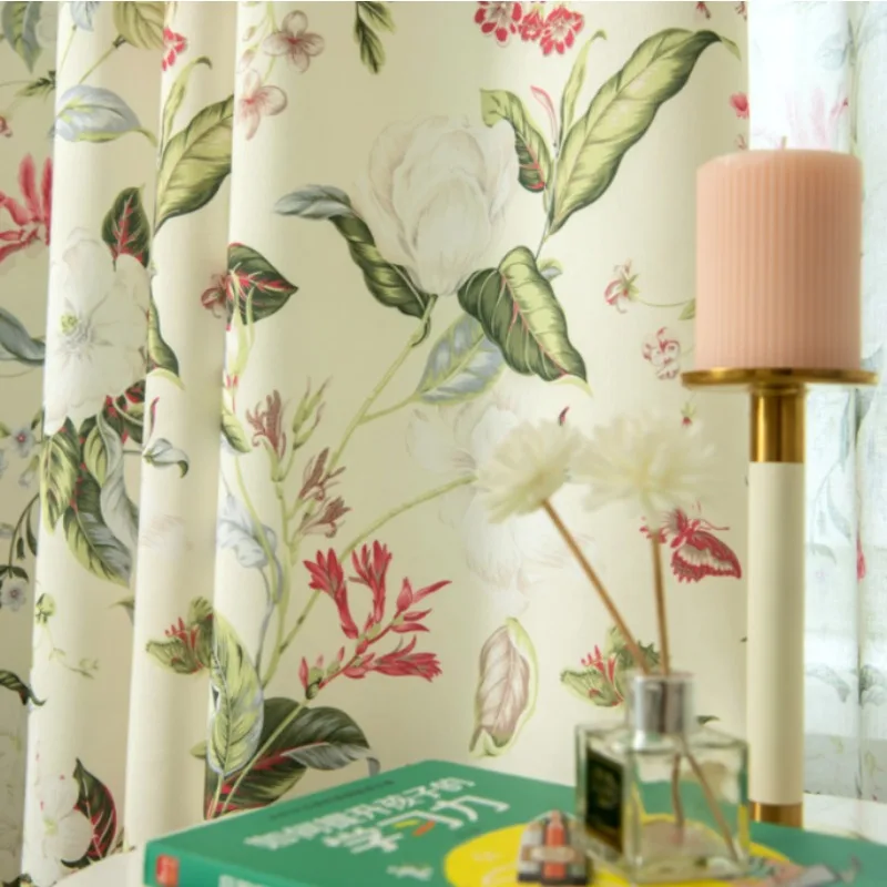 American Pastoral Country Butterfly Flower Print Blackout Curtains Living Room Bedroom Balcony Curtains