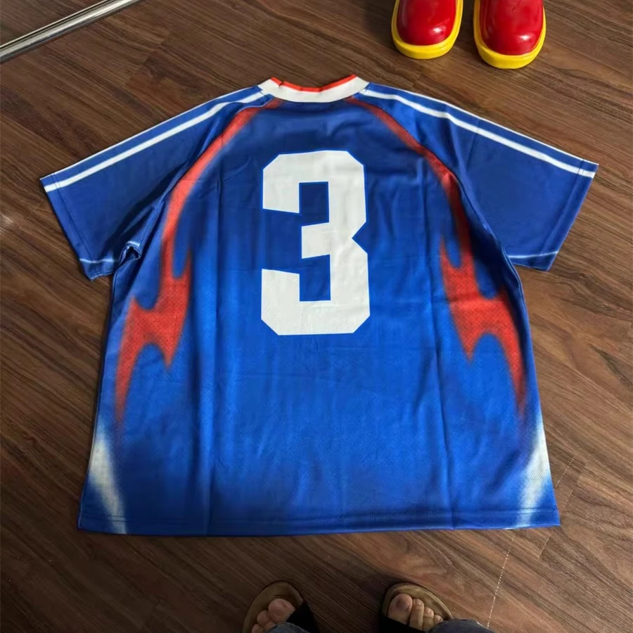 Blue SAINT The Italian National Team V-neck Number 3 T-shirt Men Women Oversized Tops Tee T Shirt