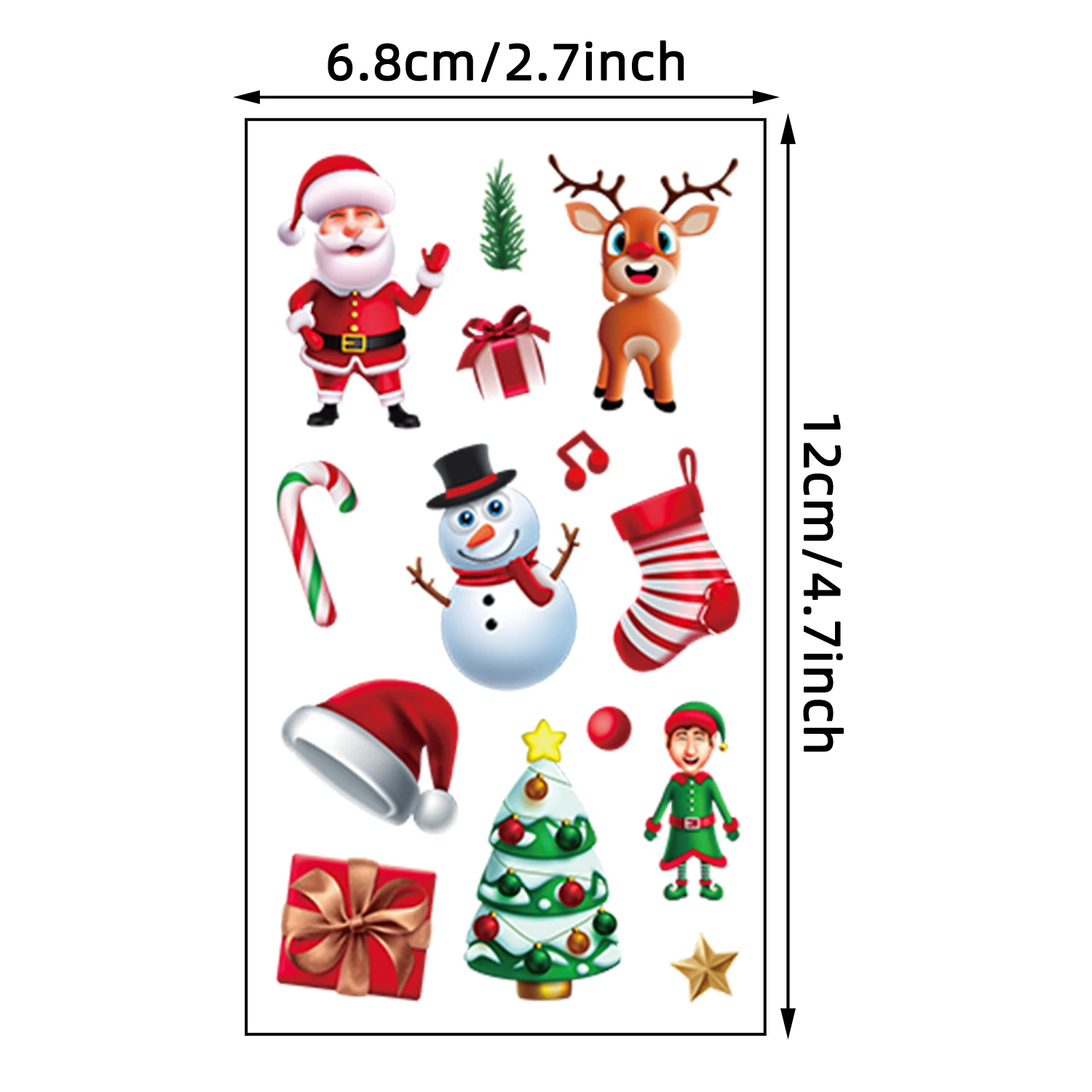 10 أوراق من 132 كارتون سانتا كلوز، رجل ثلج، شجرة عيد الميلاد، الرنة، جوارب عيد الميلاد، عناصر زينة عيد الميلاد، ملصقات وشم مؤقتة، مقاومة للماء وتدوم لمدة 2-5 أيام، مناسبة كهدية عيد الميلاد #5
