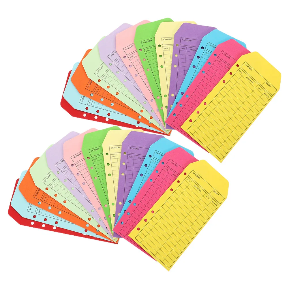 Imagem -02 - Colorido Papel Kraft Binder Envelopes de Dinheiro Loose-leaf Despesa Folhas de Acompanhamento Fontes de Dinheiro Decorativas 24 Pcs