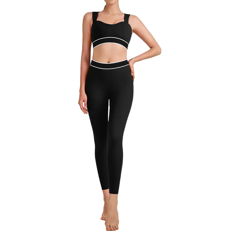 Women's New Skinny-Fit Camisole Backless Running Sports Bra & High-Waisted Lifting Tummy-Control Yoga Activewear Set