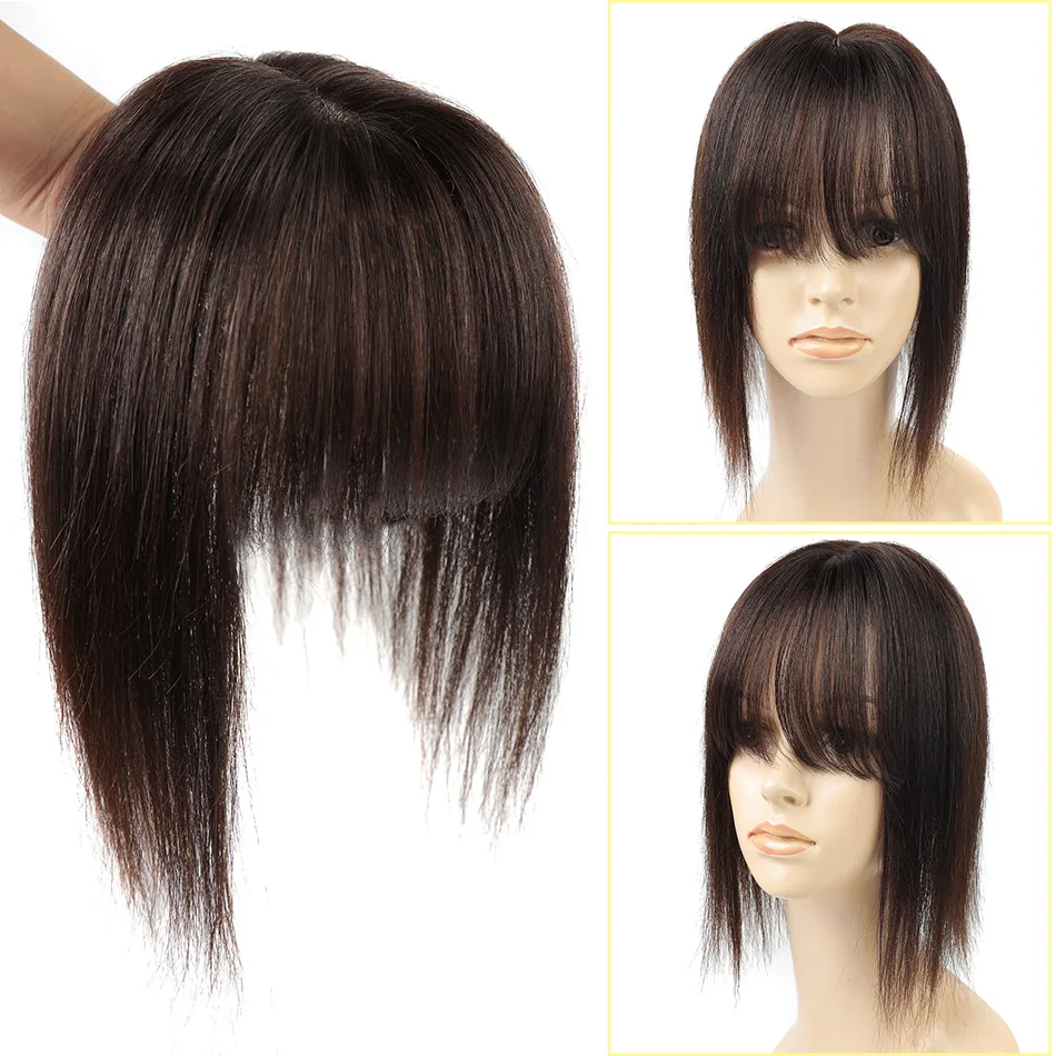 BHF Topper Hair Piece with Bangs Toupee Women Human Hair 13*13 CM Breathable Hand Made Remi Hair Toupee