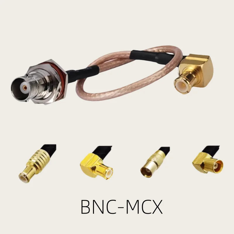 1PCS BNC Female Jack Bulkhead to MCX Male female right angle Connector RF Coaxial Jumper Pigtail RG316 Cable