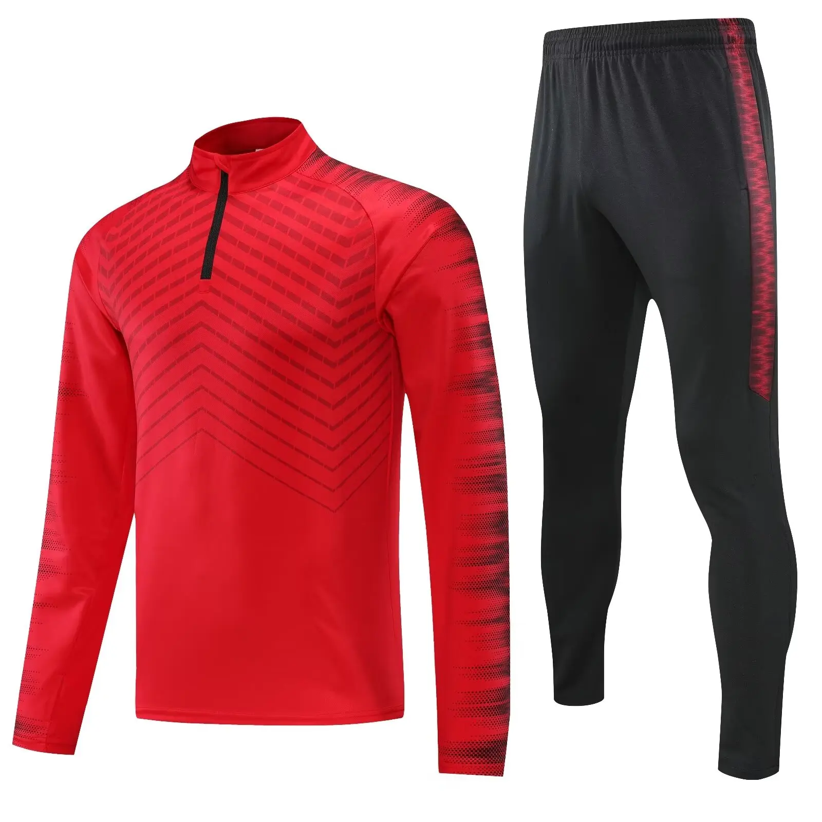 new men Leisure sports set suit football Training wear games Jerseys Jacket baseball Kit  full sleeve top and trousers red