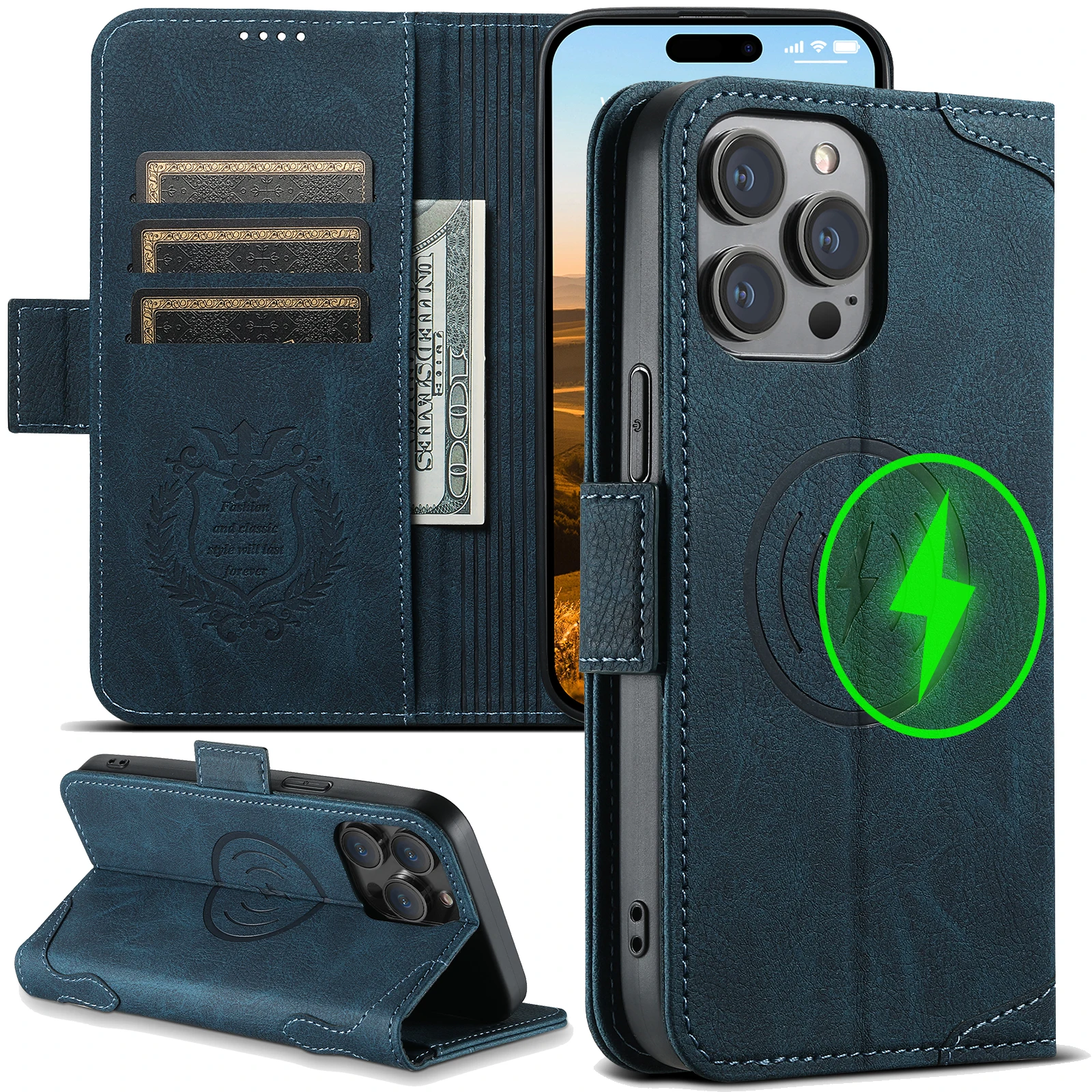 SUTENI Luxus-Brieftasche aus Leder, Magsafe-Kartenhalter, Flip-Magnet-Handyhülle für iPhone 18 17 Air 16 15 14 13 12 Pro Max Plus Cover – Detail 6