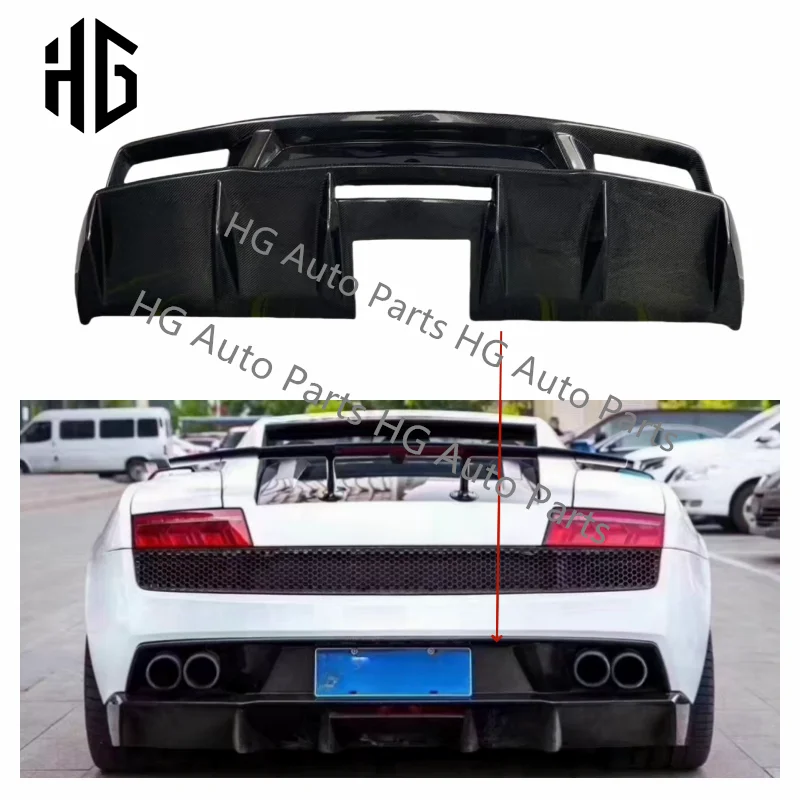 

For 2008 Gallardo Glossy Carbon Fiber Rear Bumper Lip For Lambor Gallardo LP540 LP550 LP560 LP570 Convert to DMC Style Diffusers