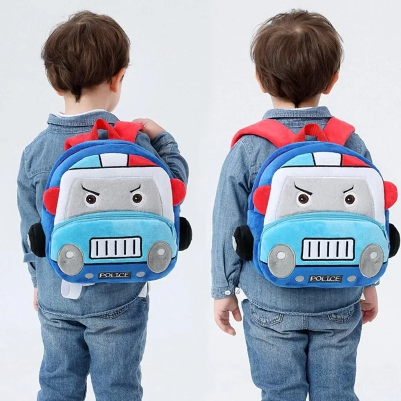 

Toddler Backpacks for Kids 3D Plush Animal Cartoon Mini Travel Bag Police Car Bus Vehicle Bookbag Birthday Gift for Boys Girls