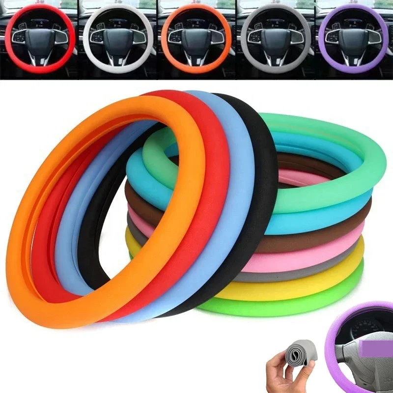 Elastic Cover Car Decoration For Volkswagen Passat B5 Touran Tiguan Phaeton Toureg Sharan Polo Car Silicone Steering Wheel Cover