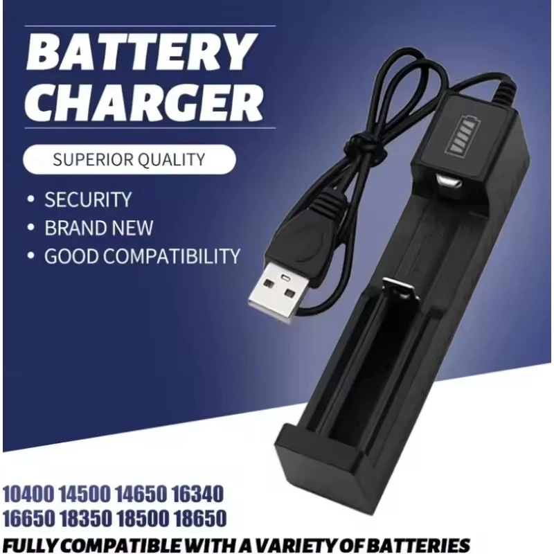 Battery Charger 1 Slot 18650 USB Universal Smart Quick Battery Rechargeable Lithium Battery Charger for 14500 16650 14650 18500