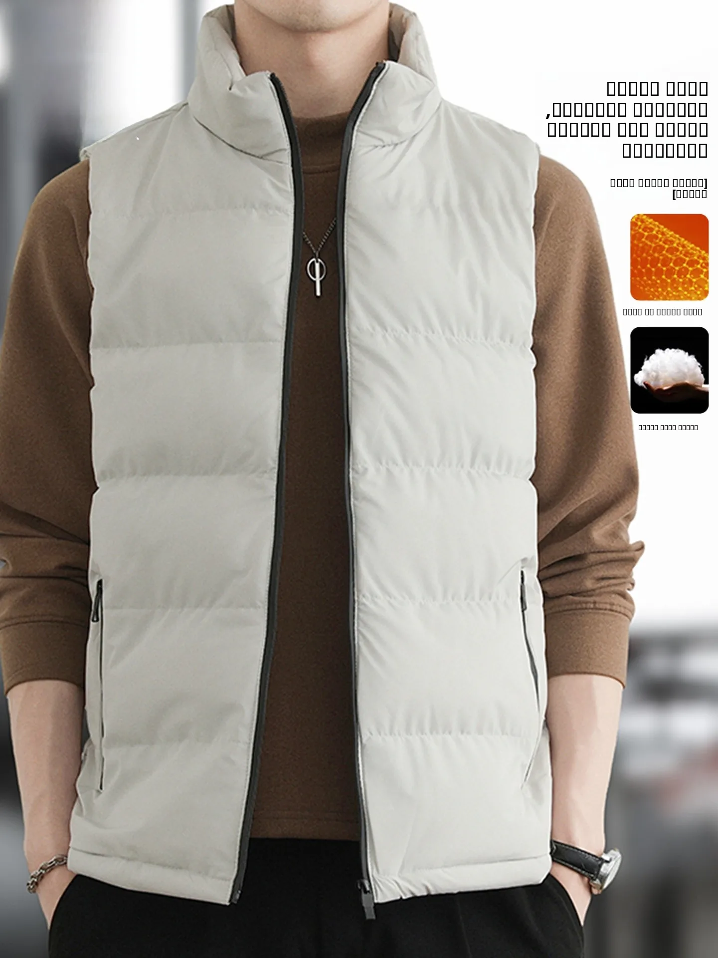 

Thiened Stand Collar Men's Vest Outdoor Casual Woodpeer Pure Color Winter New Sle Youth Model Busin Gentleman Sle