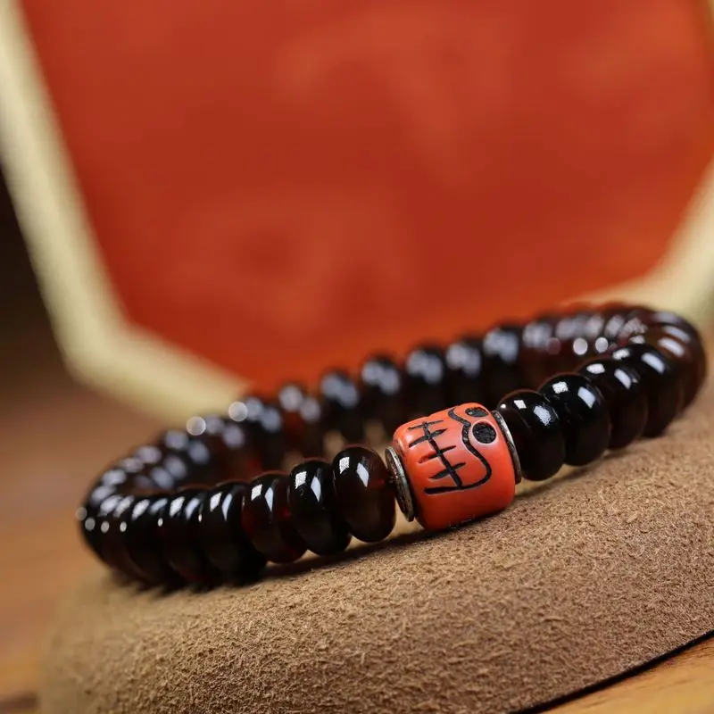 Natural bloodstone tortoise shell abacus medicinal bracelet DIY Tibetan material A-dai matching beads tooth bon