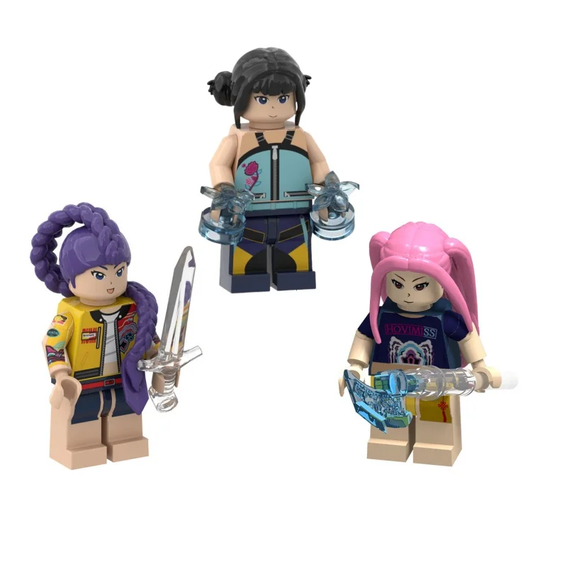 MOC Mattoni KPop Demon Hunters Serie Mila Zoe Lumi Figure Modello assemblato Building Blocks Giocattoli per bambini Bambola di plastica