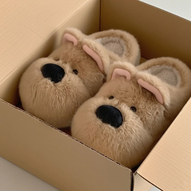 New Fashion Women's Fluffy Slippers Funny Xmas West Highland White Terrier Dog Slippers Matching Cotton Slippers Christmas Gifts - Image 6