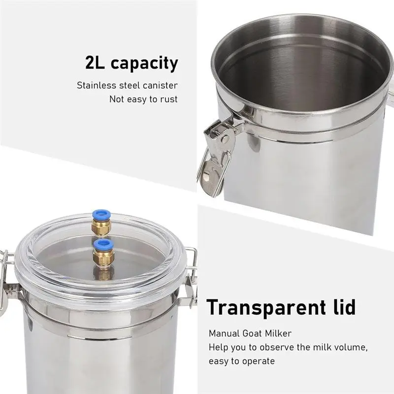 A01V-Effort-Saving Manual For Farm Use 2L Portable Milking Machine Easy-To-Use Hand Milker For Goats And Cows