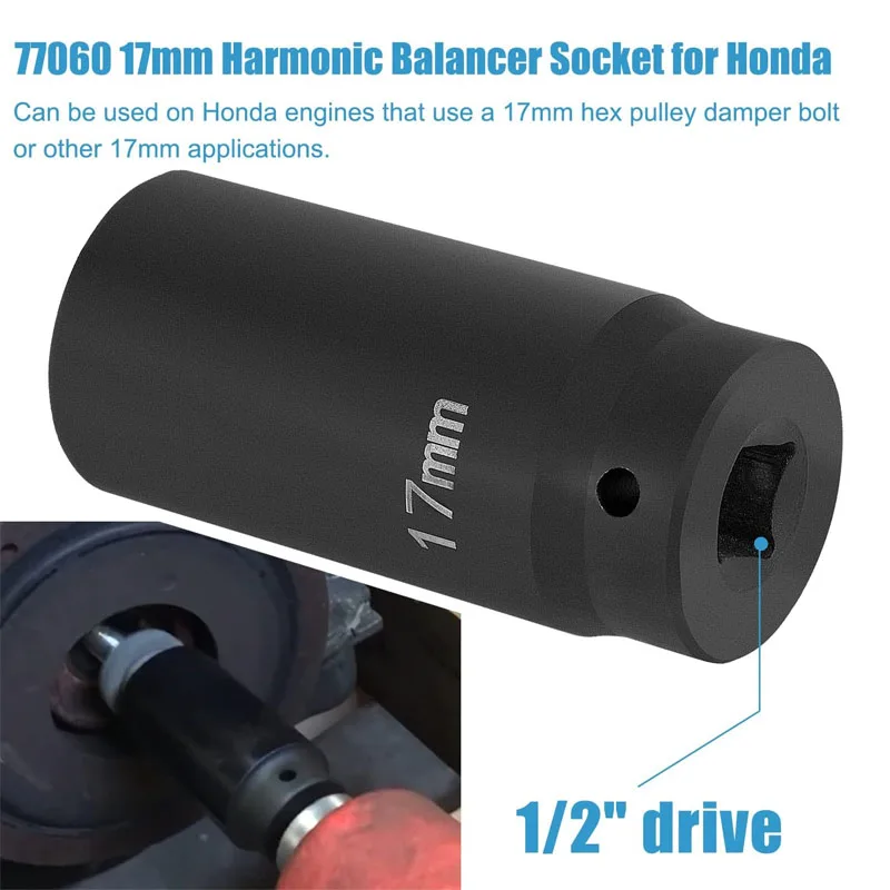 77060 17mm Harmonic Balancer Socket For Honda Engines, With 3 Times The Standard Socket Mass Impact Sockets Heavy Duty