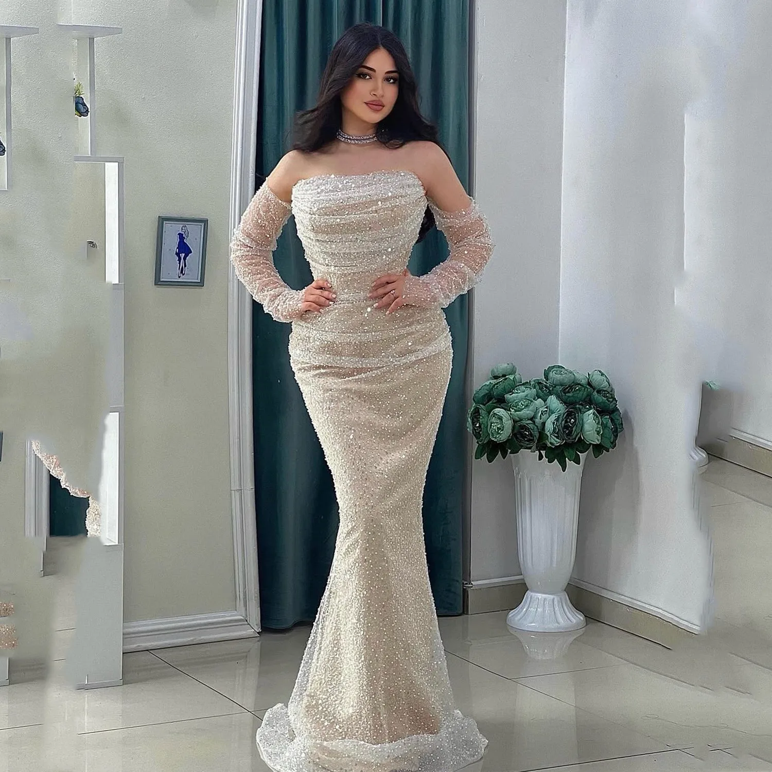 

Aileen فساتين سهرة Elegant Women's Dresses for Wedding Party Robes De Soirée Mermaid Платье Вечернее Customized Rhinestone Prom