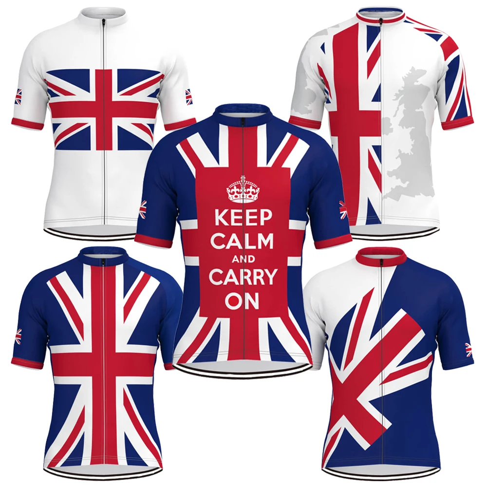 U.K.-Men's Cycling Jersey, Short Sleeved, Team Racing, Bicycle Clothes, Outdoor Sports, MTB Bike Wear, Customized, New