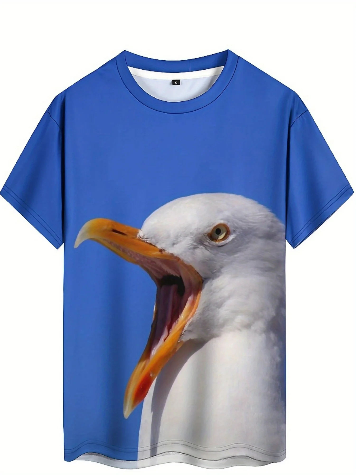 Men's 3D Bird Print T-Shirt - Short Sleeve, Breathable & Stretchy Casual Street Art Design for Gym, Party & Casual Attire,