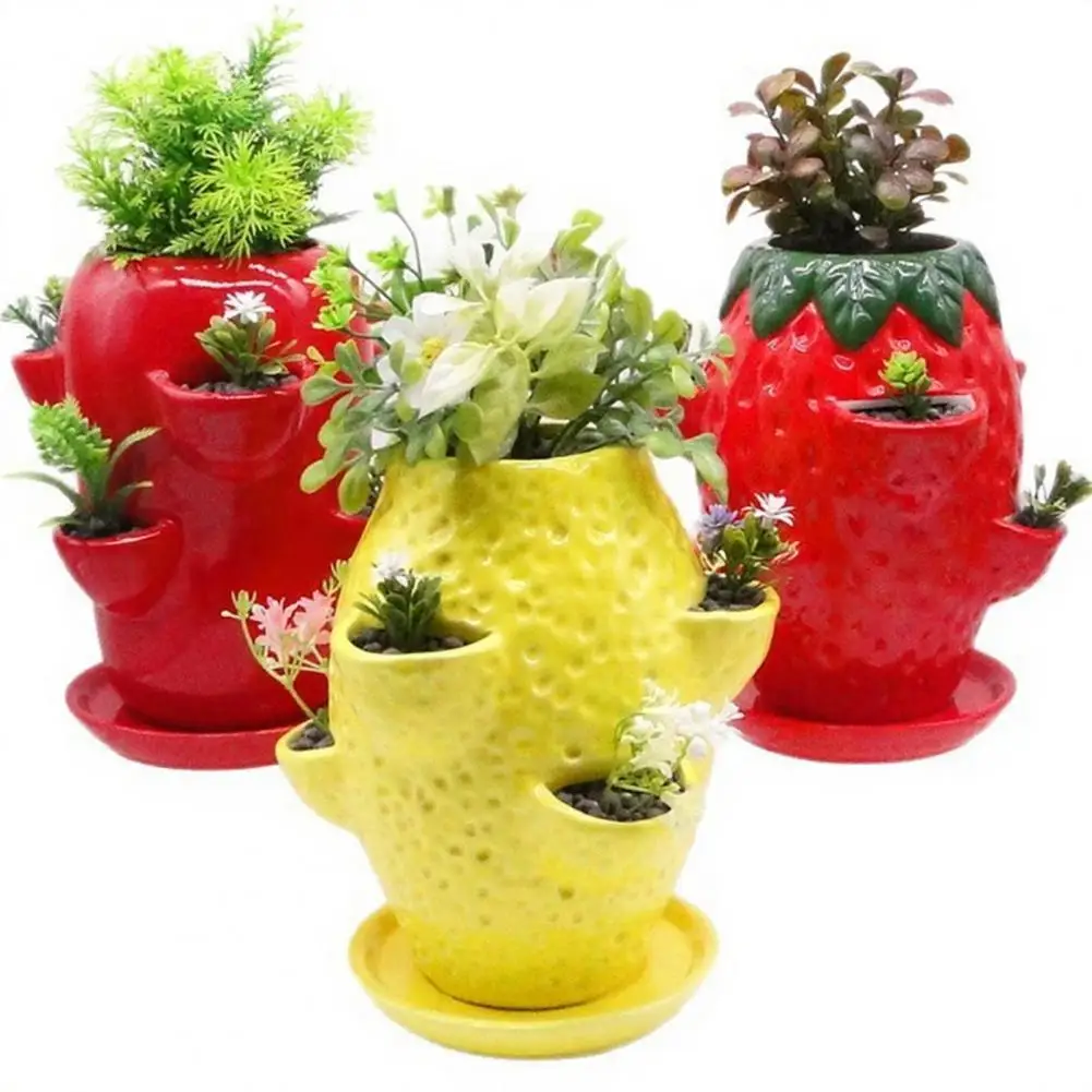 Embossed Planter Decorative Stoneware Planter Succulents Tower Planter Pot Stoneware Vertical Garden Container Embossed