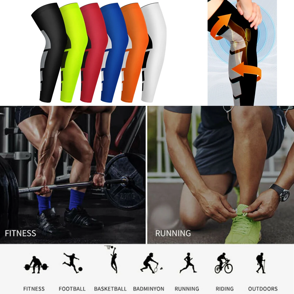 1Pcs Long Compression Leg Sleeves for Women Men,Comfortable & Non-Slip UV Protection Leg Knee Braces Supports for Sports Cycling