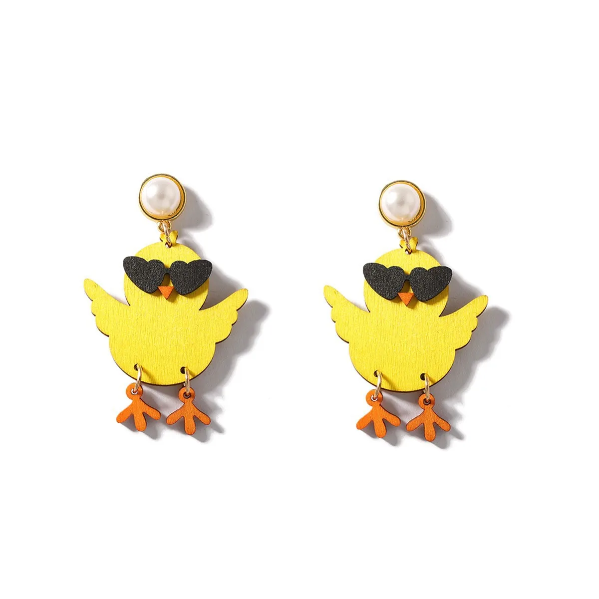 Fresh and cute chick creative design wooden cutting dyeing fashionable smart earrings necklace set