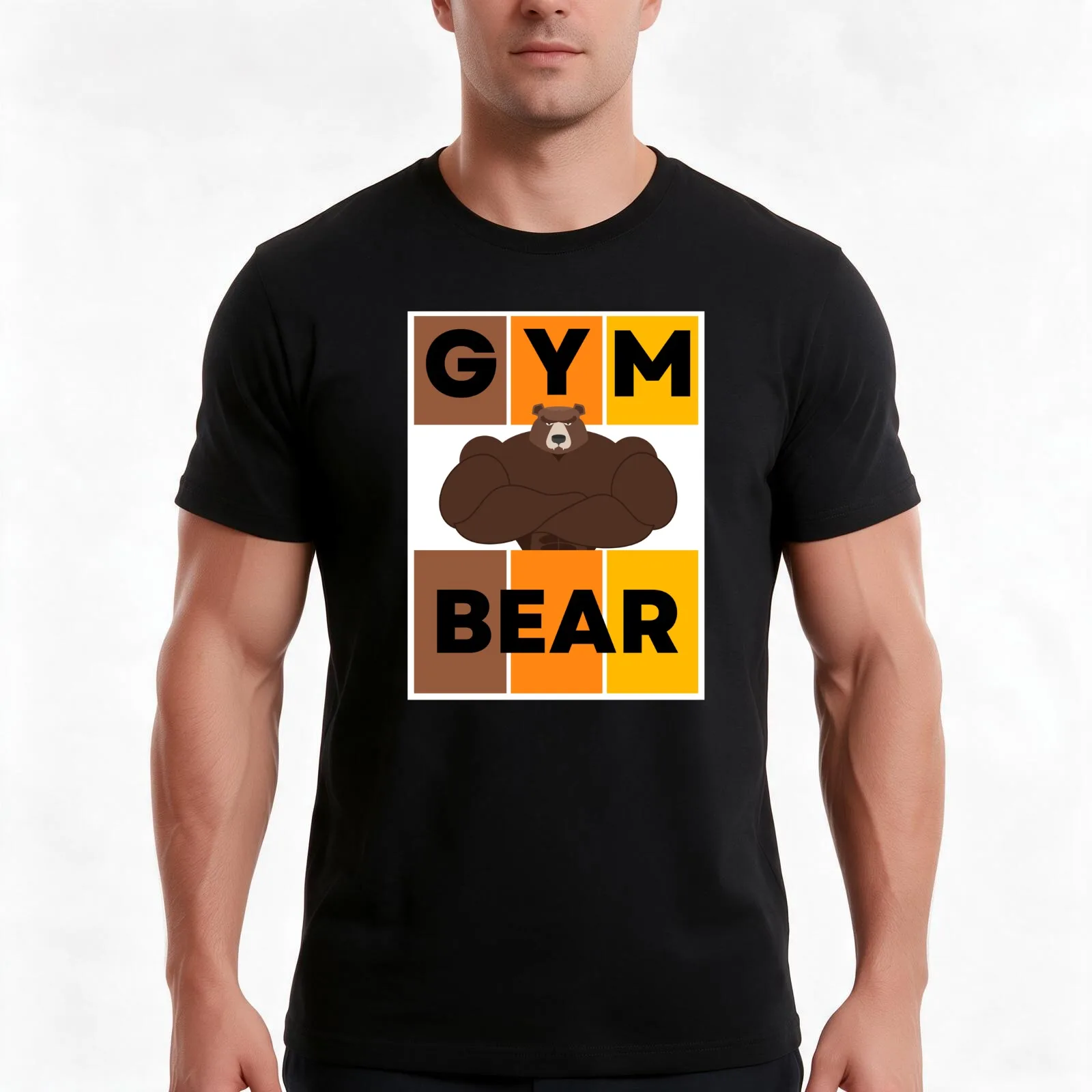 WOOFZ? GYM POWERLIFTING MUSCLE Gay Bear Flag T-Shirt, Summer Casual Cotton Tee, Oversized Streetwear Tops, Vintage Graphic Print