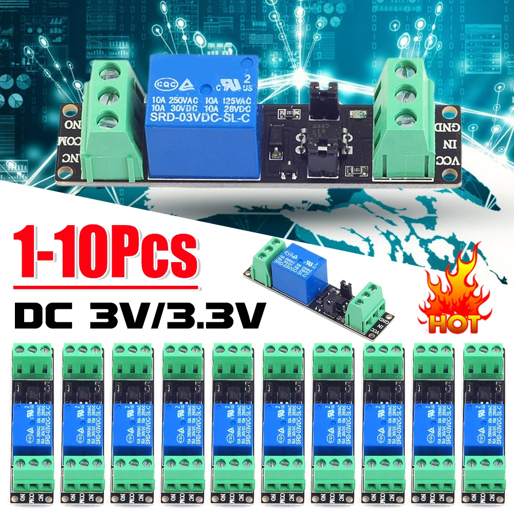 1-10PCS DC 3V/3.3V High Level Driver Module Microcontroller IO Port High Level Trigger Relay Module Optocoupler Relay Module