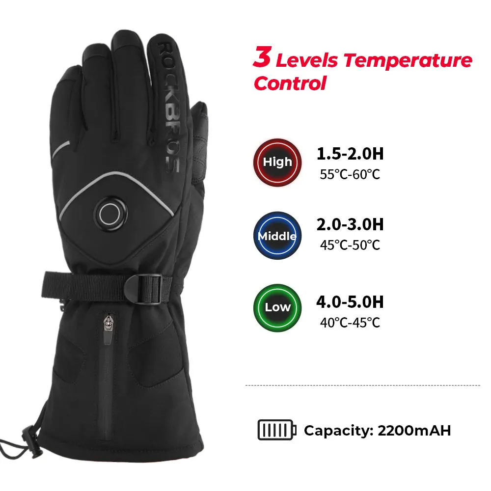 Electric Heated Gloves Winter Motorcycle Riding Thermal Heating Gloves Touch Screen MTB Windproof Snowmobile Ski Gloves