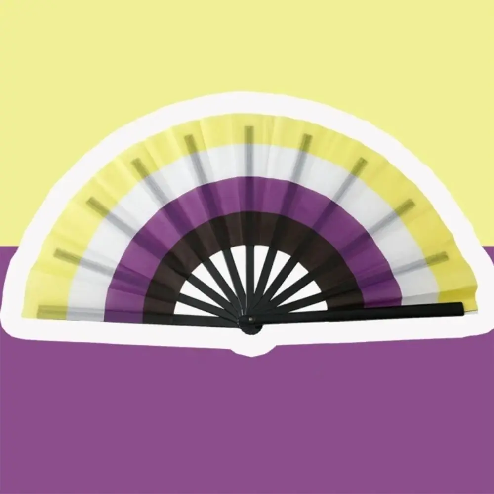 Fashion Plastic Colourful Hand Fans 33cm Colourful Folding Fans Folding Rainbows Pattern Kung Fu Fan Performance Prop