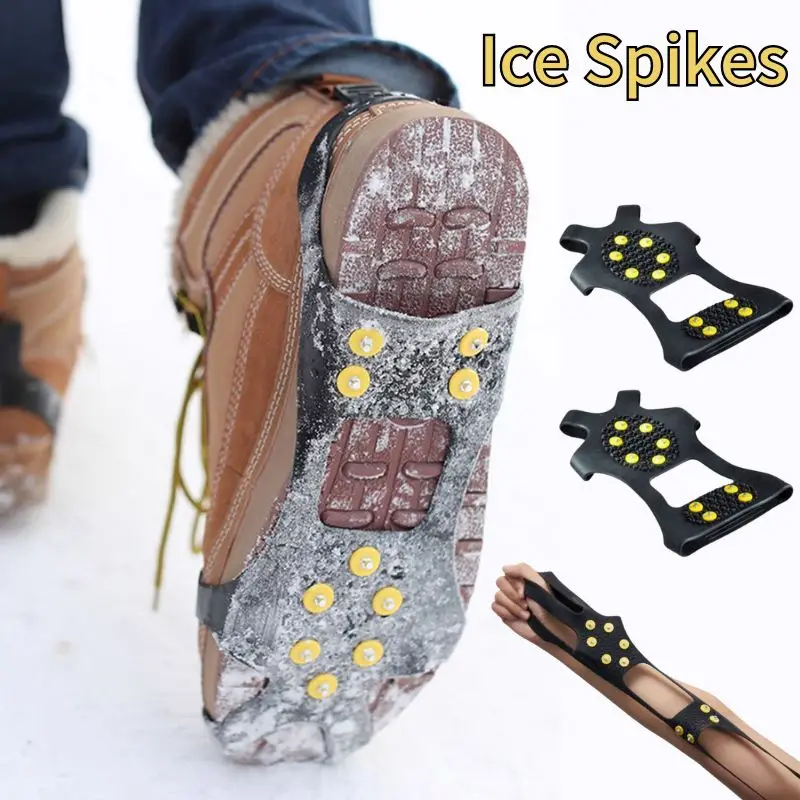 Sport Shoes Cover For Women Men Boots Cover 10-Stud Snow Ice Claw Climbing Anti Slip Spikes Grips Crampon Cleats 10 Studs