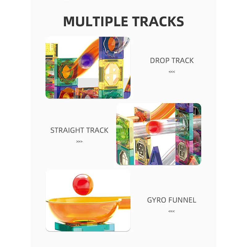 234 قطعة ورقة مغناطيسية ملونة تعليمية للأطفال مع كرة منزلق لبنات بناء الأنابيب المغناطيسية الربط لعبة ألغاز المسار نافذة