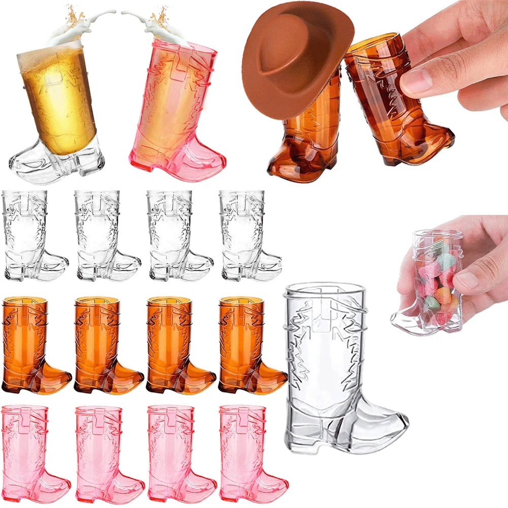 Mini Cowboy Boots Shot Glass 1oz Western Cowboy Party Mini Cake Hat Plastic Shot Glass Western Wedding Birthday Bachelor Party