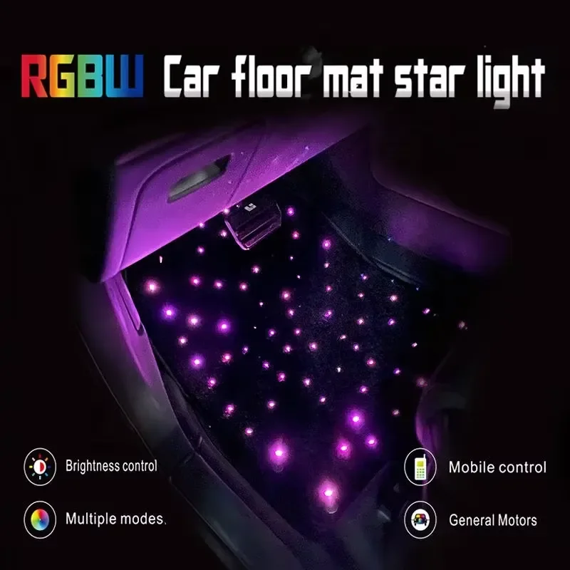JINXIN Hot Sale High Quality Auto Lighting Universal Foot Well Light Starry Sky Fiber Optic LED Car Starlight Floor Mats