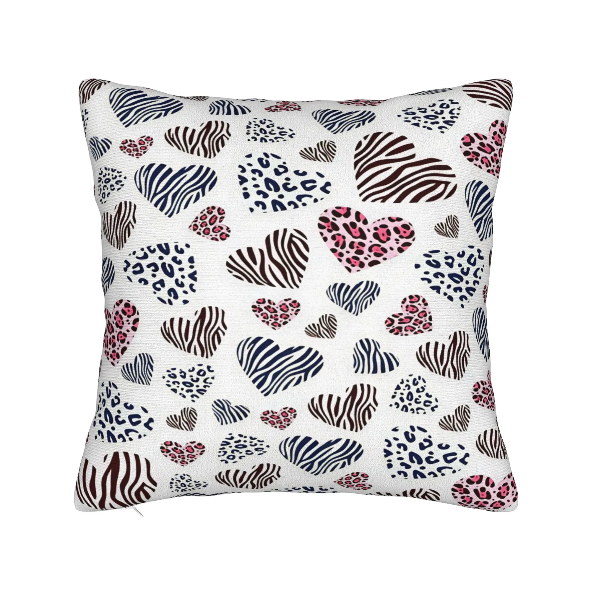 Leopard Zebra Mixed Heart Pattern Y2K Romantic Animal Style Pillow Case Pillow Cover Pillowcases For Office Car Home Decor